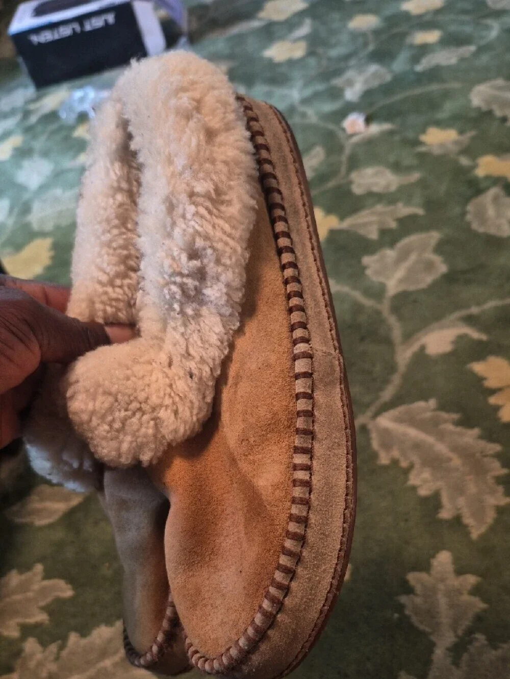 UGG Tan Suede Faux-Shearling Cuff Slip-On Winter Boots